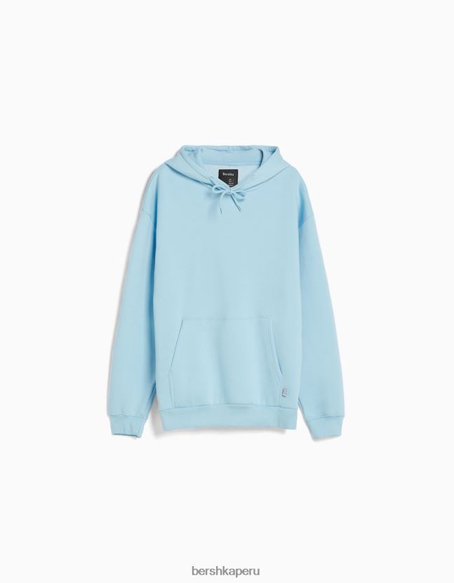 azul claro Bershka hombres sudadera con capucha de gran tamaño 806J6B2951