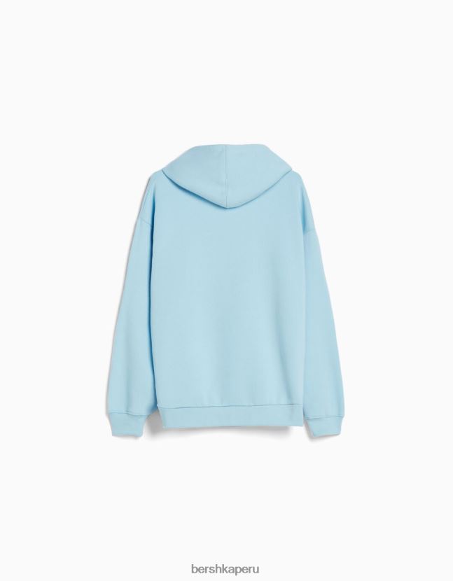 azul claro Bershka hombres sudadera con capucha de gran tamaño 806J6B2951
