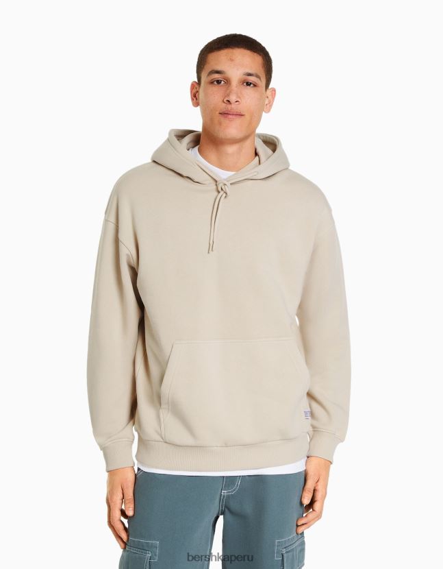beige Bershka hombres sudadera con capucha de gran tamaño 806J6B2956