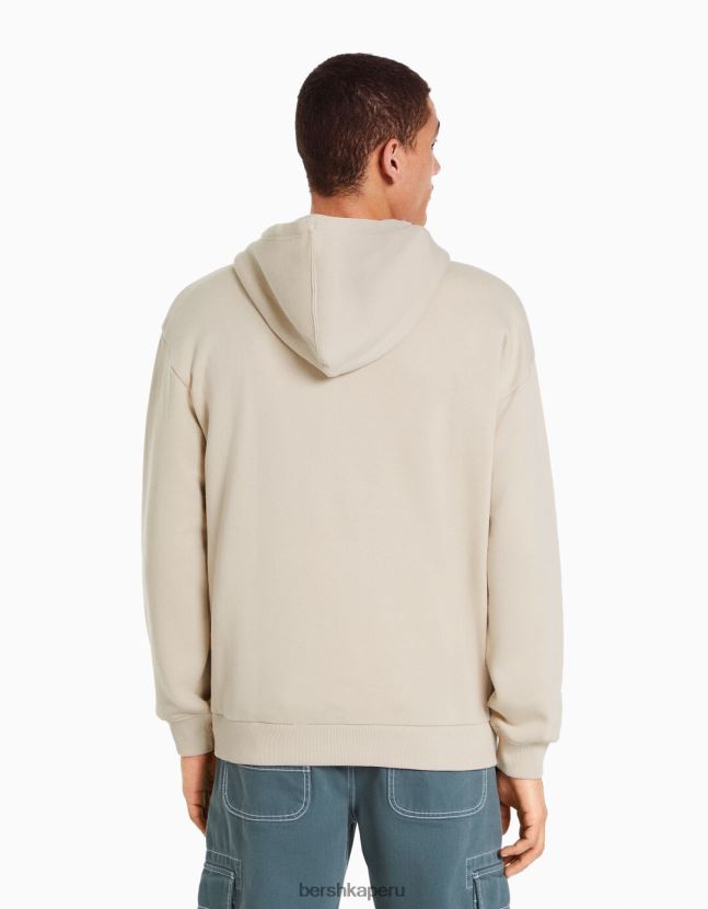 beige Bershka hombres sudadera con capucha de gran tamaño 806J6B2956