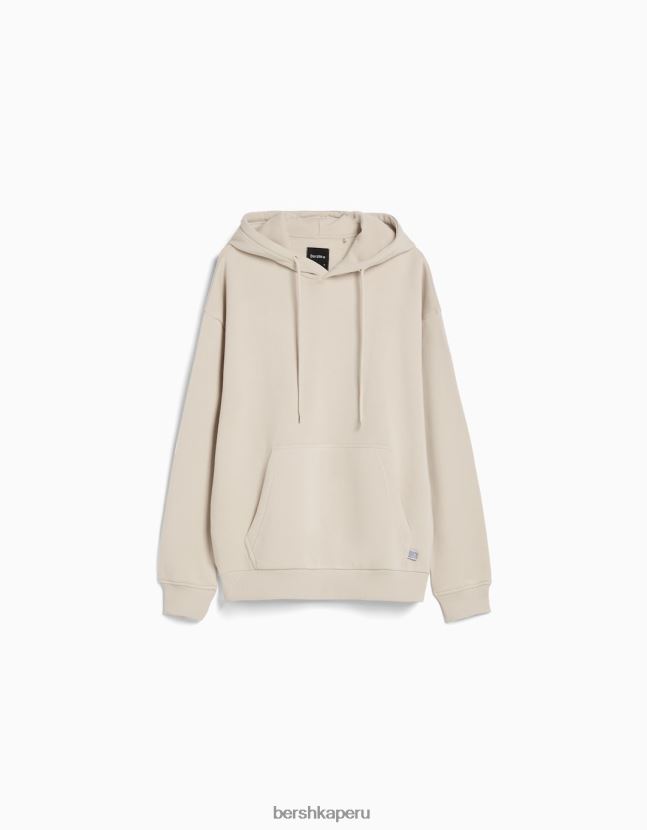 beige Bershka hombres sudadera con capucha de gran tamaño 806J6B2956
