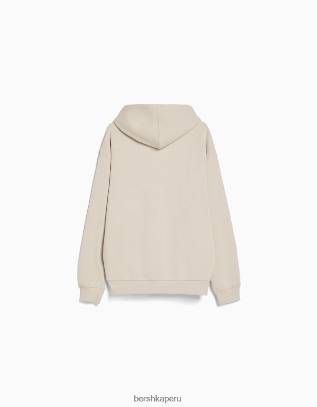 beige Bershka hombres sudadera con capucha de gran tamaño 806J6B2956