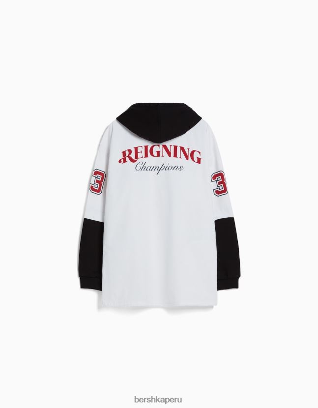 blanquecino Bershka hombres sobrecamisa de felpa con capucha y manga larga 806J6B2935