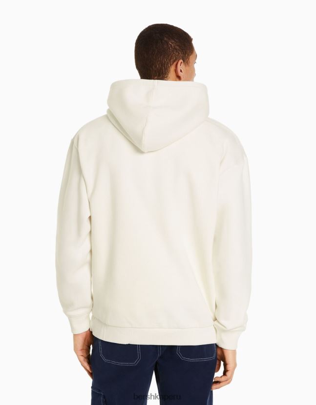 blanquecino Bershka hombres sudadera con capucha de gran tamaño 806J6B2953