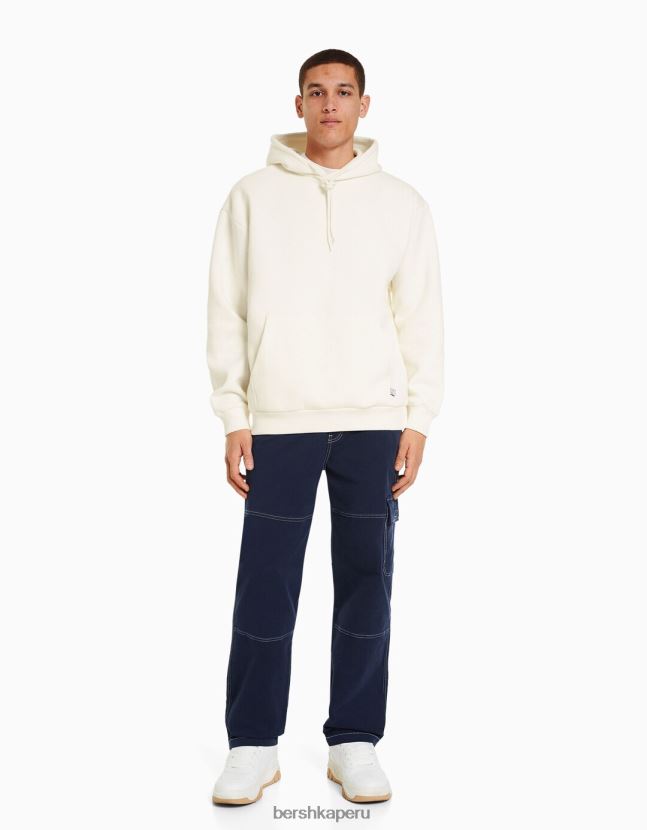 blanquecino Bershka hombres sudadera con capucha de gran tamaño 806J6B2953