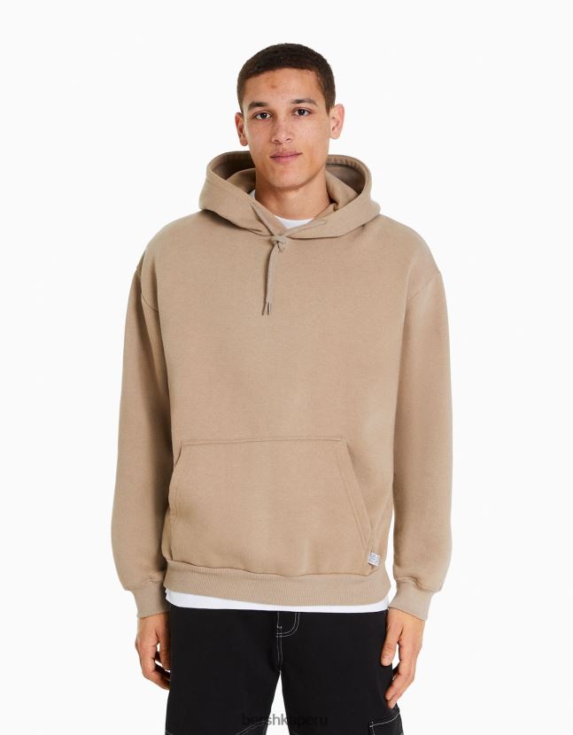camello Bershka hombres sudadera con capucha de gran tamaño 806J6B2959