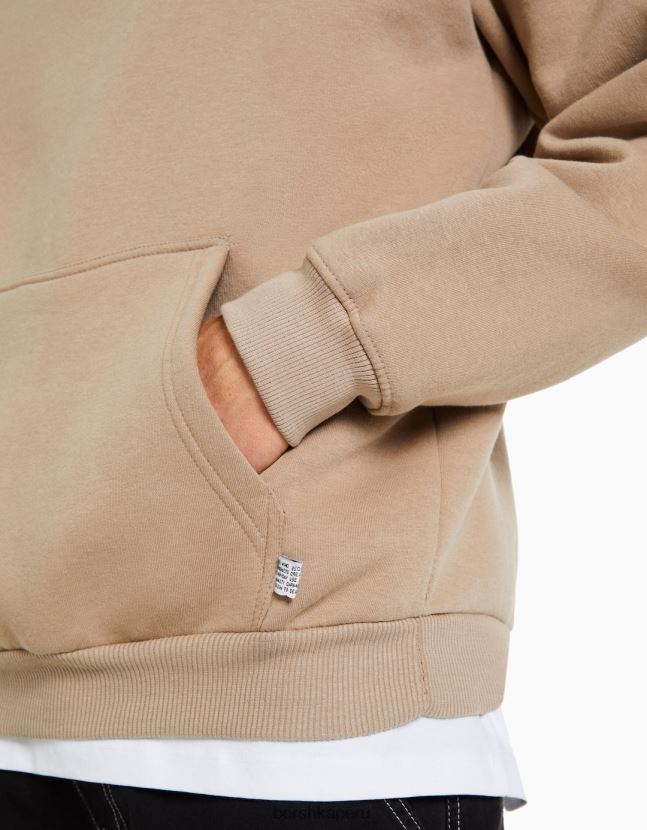 camello Bershka hombres sudadera con capucha de gran tamaño 806J6B2959