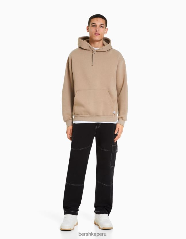 camello Bershka hombres sudadera con capucha de gran tamaño 806J6B2959