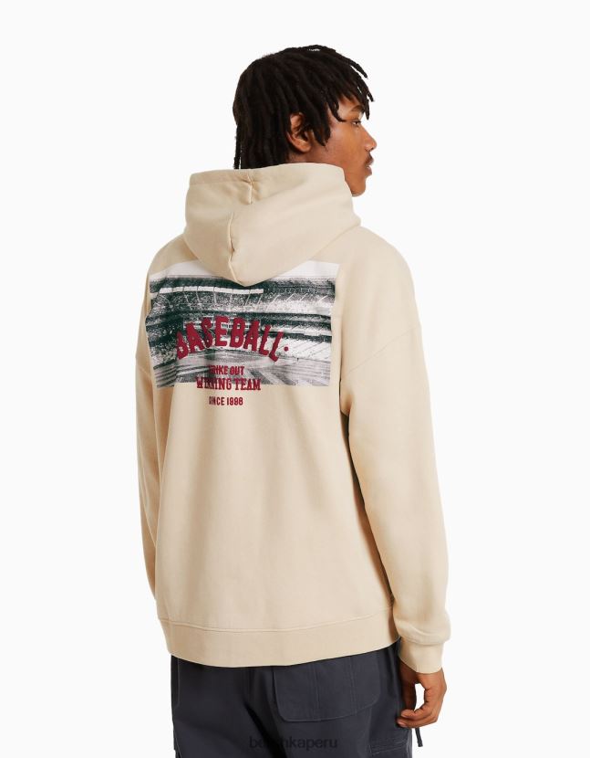 camello Bershka hombres sudadera con capucha de la universidad 806J6B2989