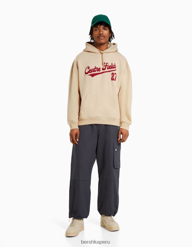 camello Bershka hombres sudadera con capucha de la universidad 806J6B2989