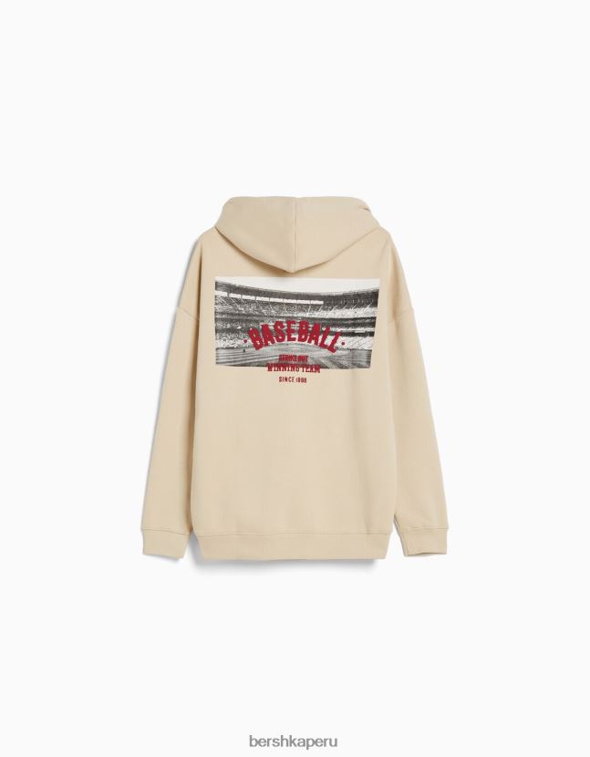 camello Bershka hombres sudadera con capucha de la universidad 806J6B2989