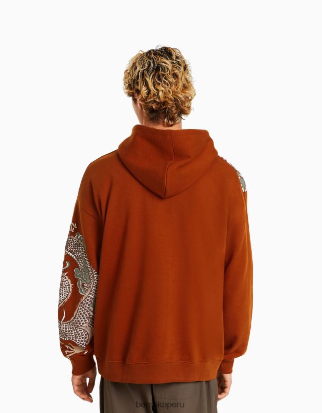 camello Bershka hombres sudadera con capucha y estampado de tigre 806J6B2966