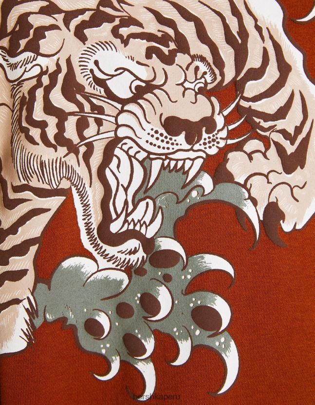 camello Bershka hombres sudadera con capucha y estampado de tigre 806J6B2966
