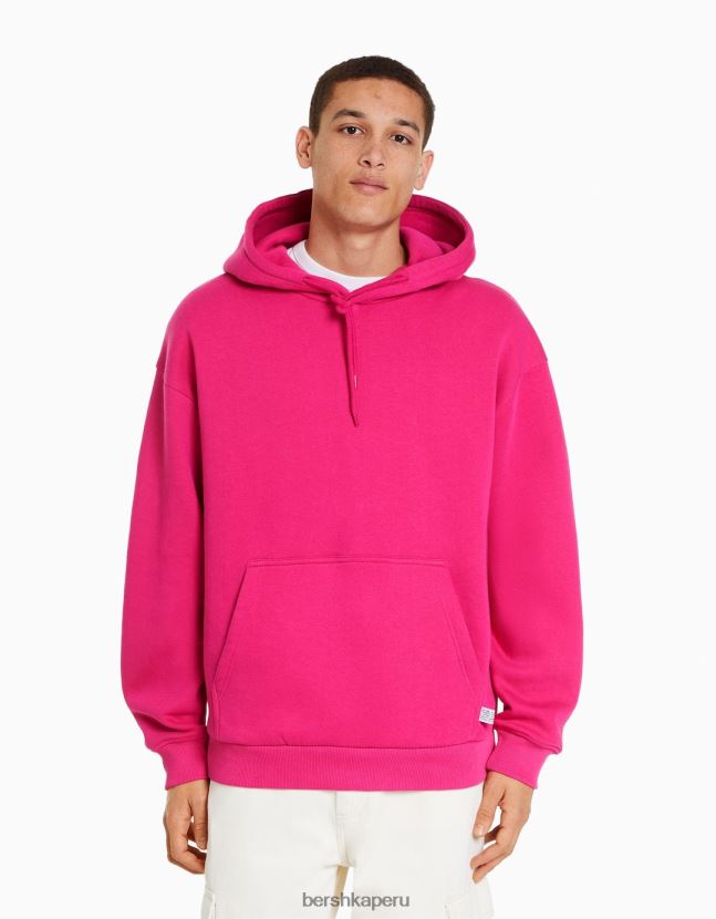 fucsia Bershka hombres sudadera con capucha de gran tamaño 806J6B2955