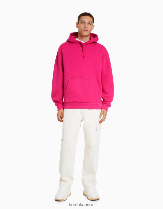 fucsia Bershka hombres sudadera con capucha de gran tamaño 806J6B2955