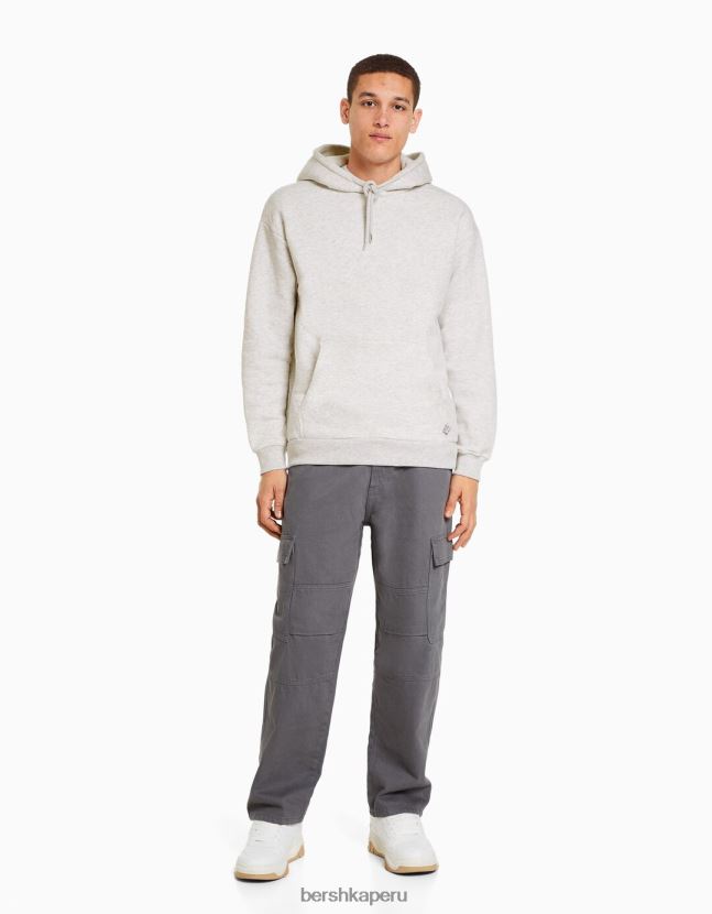 gris Bershka hombres sudadera con capucha de gran tamaño 806J6B2957