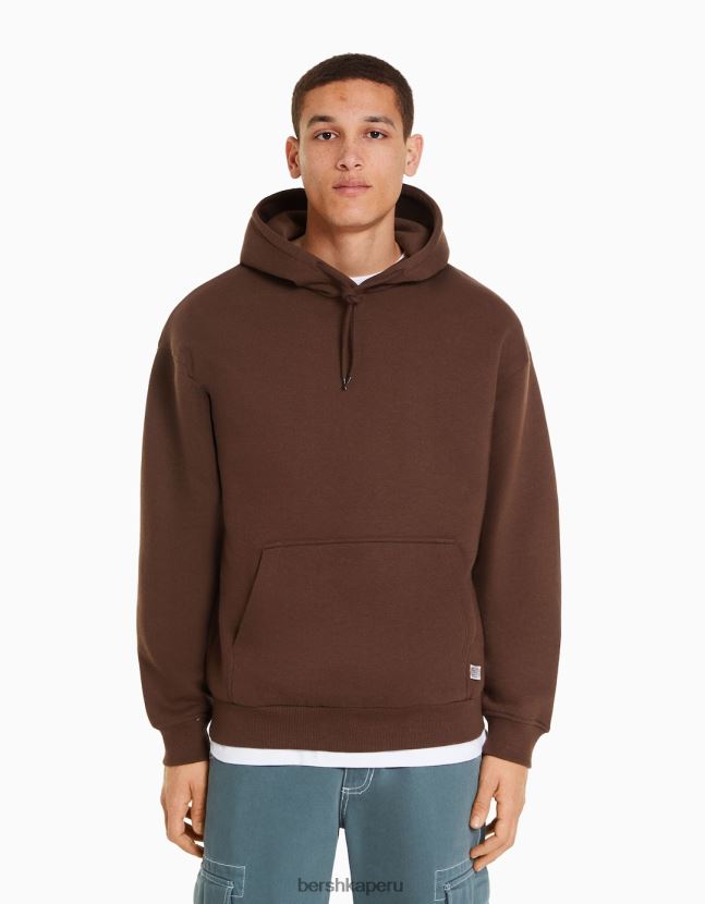 marrón Bershka hombres sudadera con capucha de gran tamaño 806J6B2958