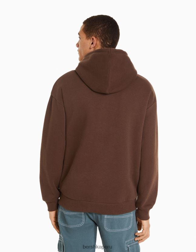 marrón Bershka hombres sudadera con capucha de gran tamaño 806J6B2958