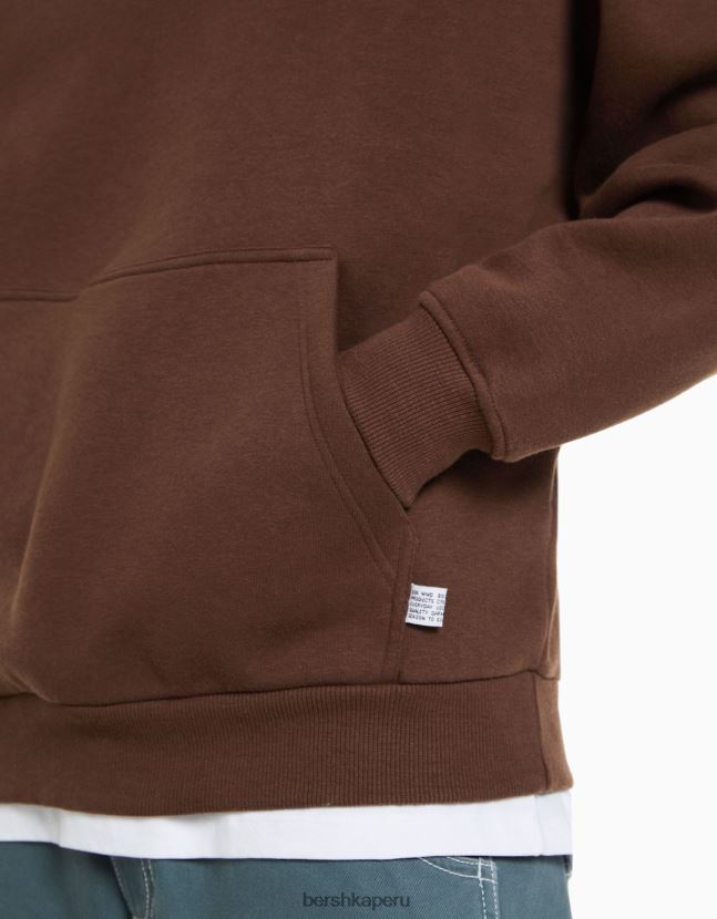 marrón Bershka hombres sudadera con capucha de gran tamaño 806J6B2958