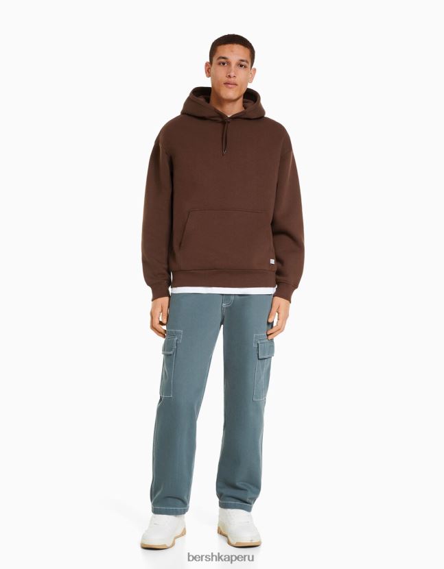 marrón Bershka hombres sudadera con capucha de gran tamaño 806J6B2958