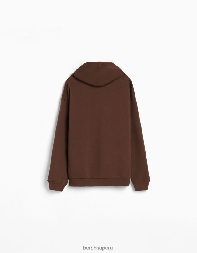 marrón Bershka hombres sudadera con capucha de gran tamaño 806J6B2958