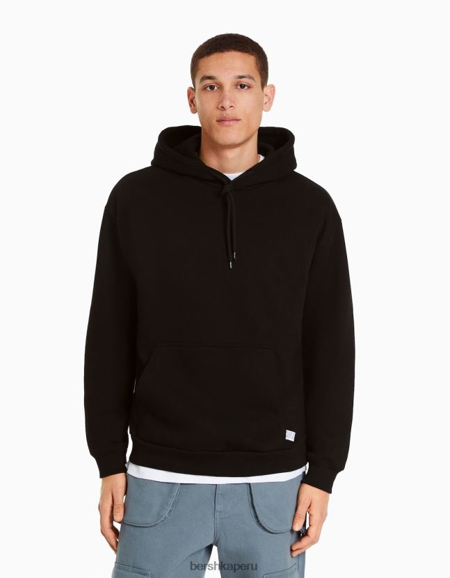 negro Bershka hombres sudadera con capucha de gran tamaño 806J6B2952
