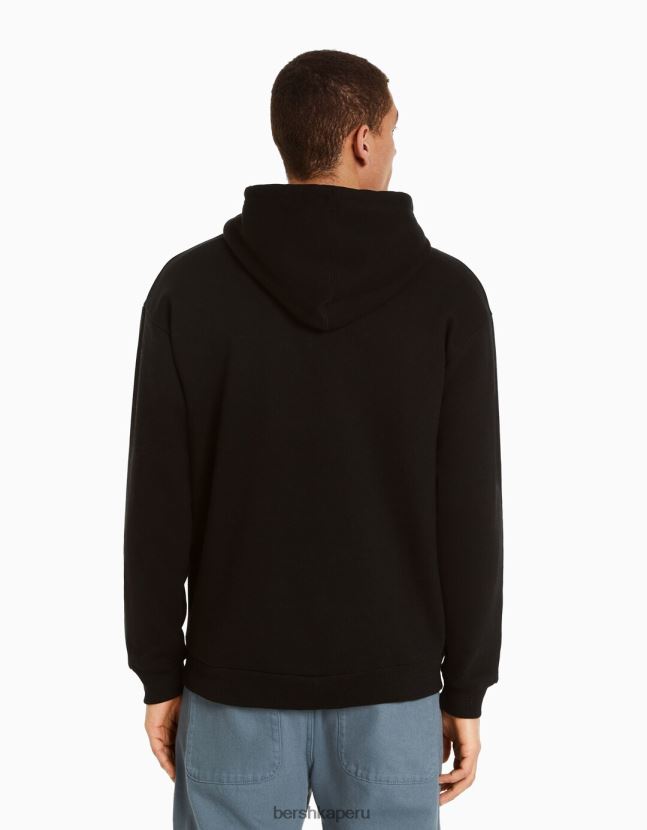 negro Bershka hombres sudadera con capucha de gran tamaño 806J6B2952