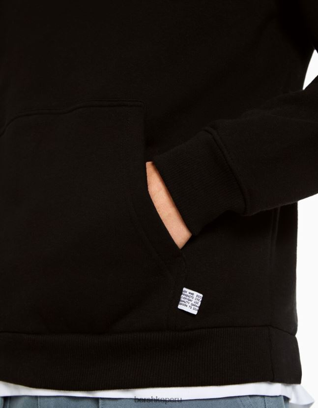 negro Bershka hombres sudadera con capucha de gran tamaño 806J6B2952