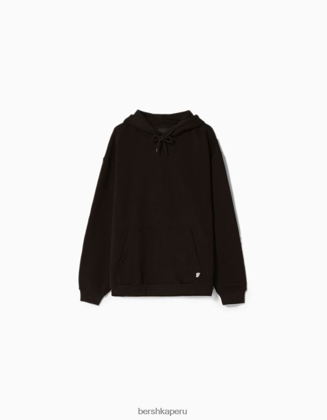 negro Bershka hombres sudadera con capucha de gran tamaño 806J6B2952