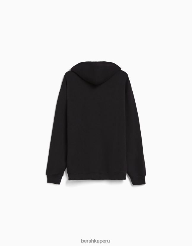 negro Bershka hombres sudadera con capucha de gran tamaño 806J6B2952