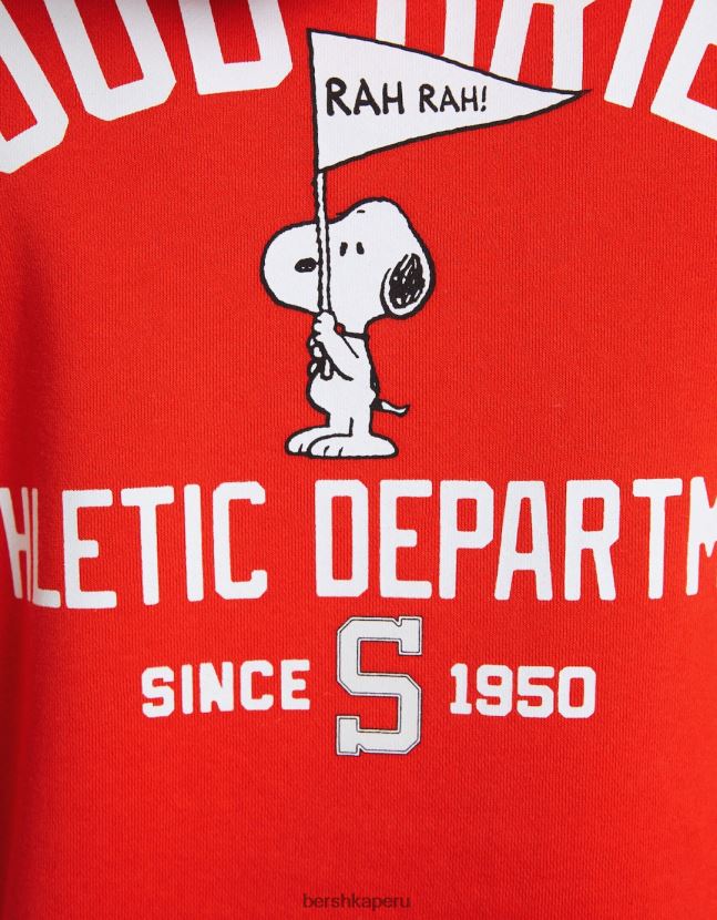 rojo Bershka hombres sudadera con bordado de snoopy 806J6B2961