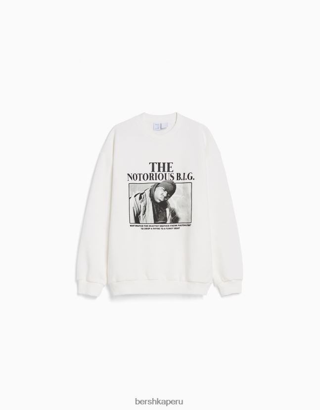 blanco Bershka hombres el notorio gran sudadera estampada 806J6B2986