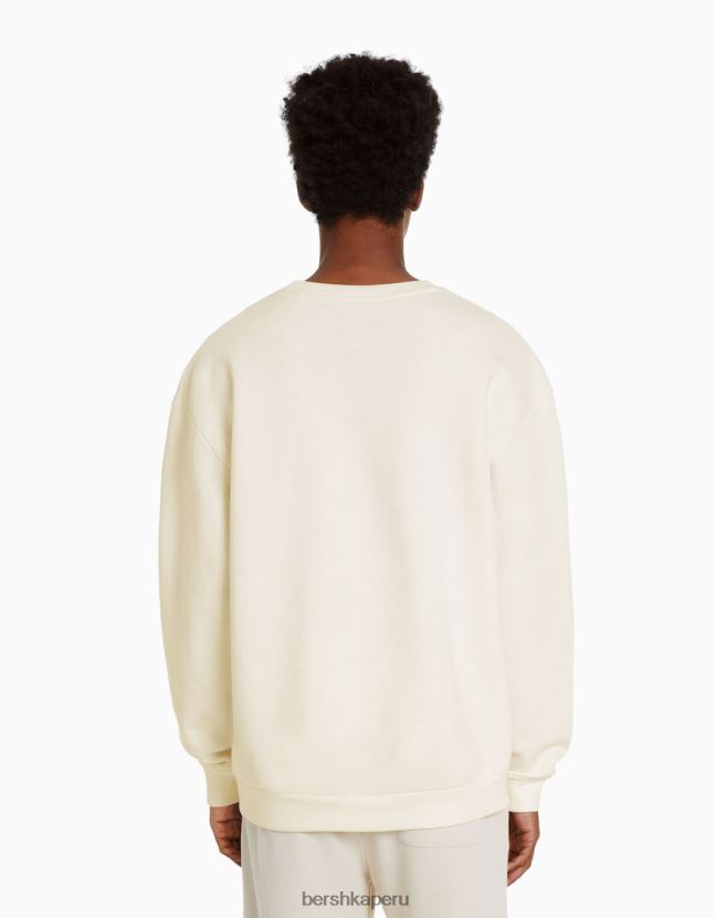 blanquecino Bershka hombres sudadera oversize con cuello redondo 806J6B2995
