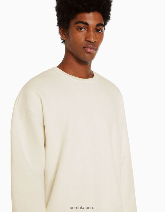 blanquecino Bershka hombres sudadera oversize con cuello redondo 806J6B2995