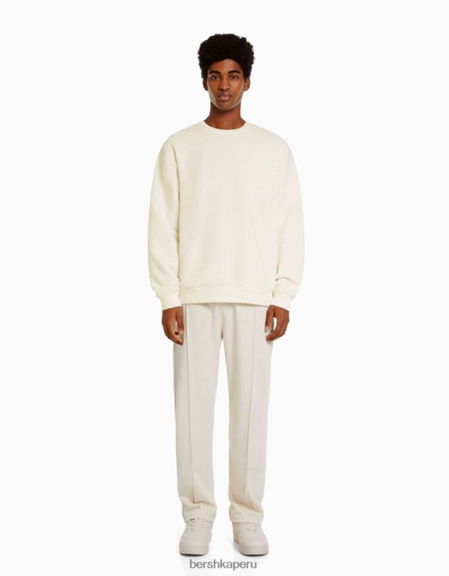 blanquecino Bershka hombres sudadera oversize con cuello redondo 806J6B2995