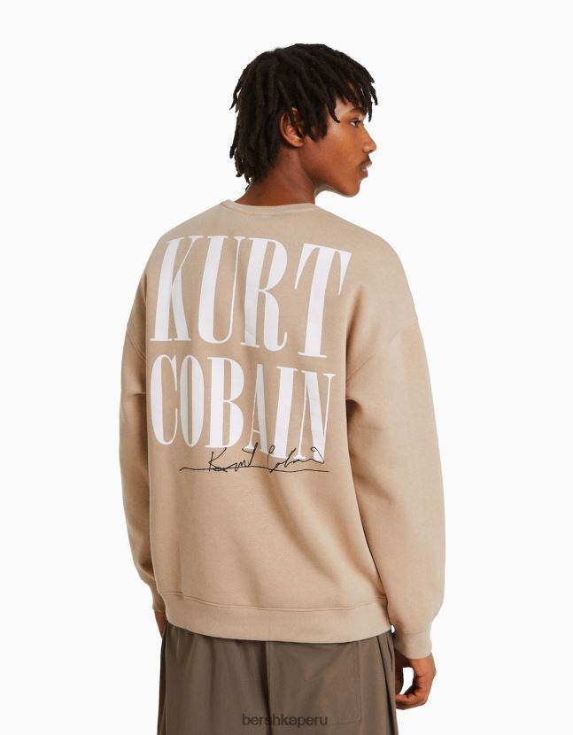 camello Bershka hombres sudadera con estampado de kurt cobain 806J6B2975