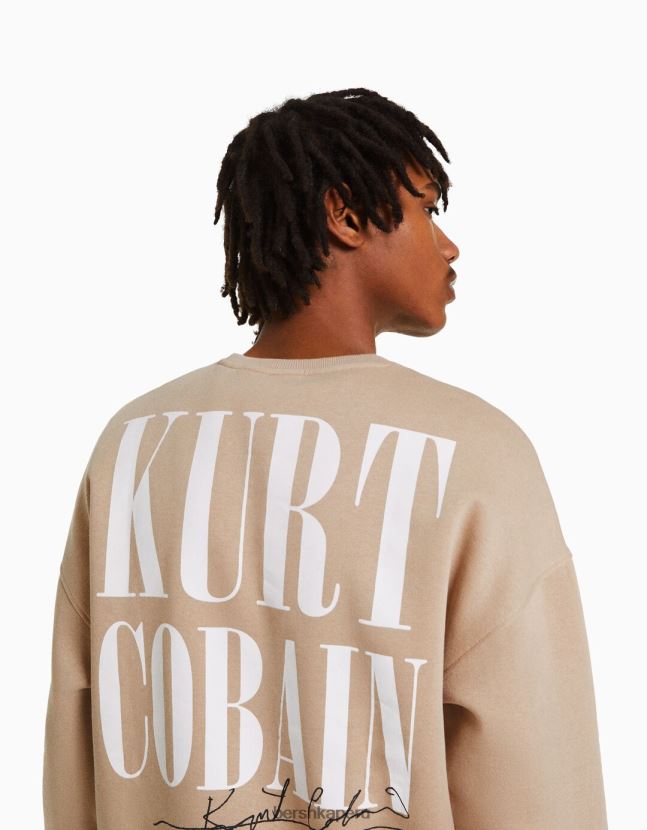 camello Bershka hombres sudadera con estampado de kurt cobain 806J6B2975