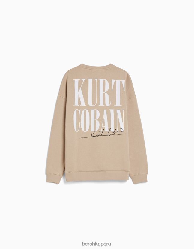 camello Bershka hombres sudadera con estampado de kurt cobain 806J6B2975