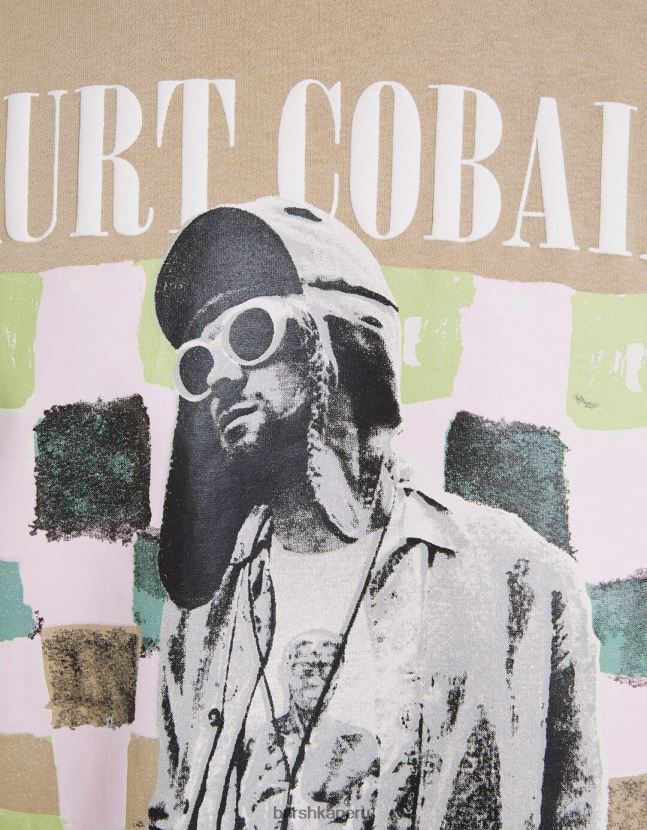 camello Bershka hombres sudadera con estampado de kurt cobain 806J6B2975