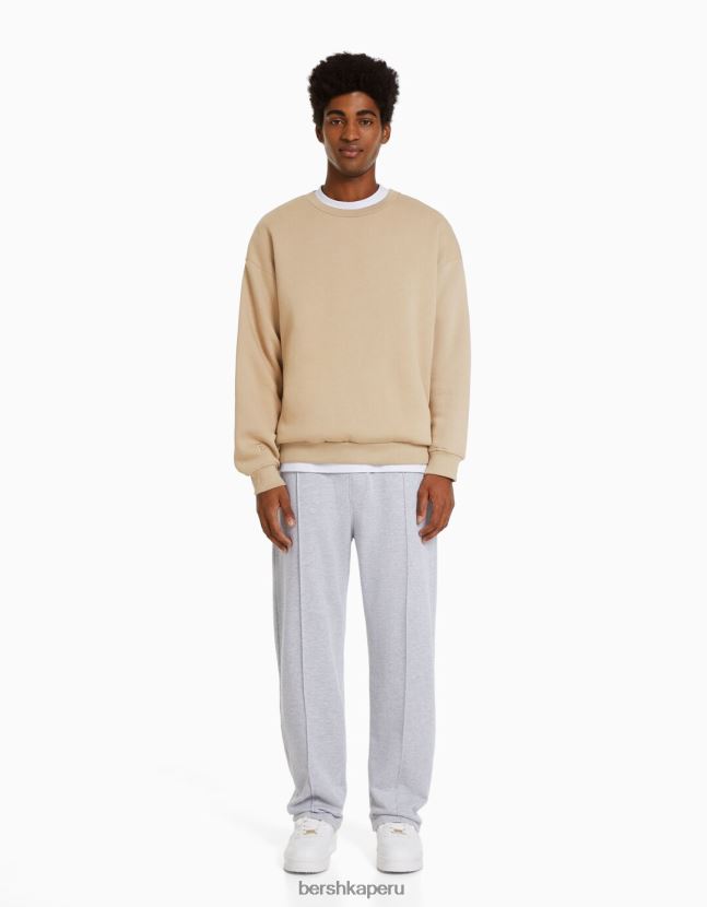 camello Bershka hombres sudadera oversize con cuello redondo 806J6B2990
