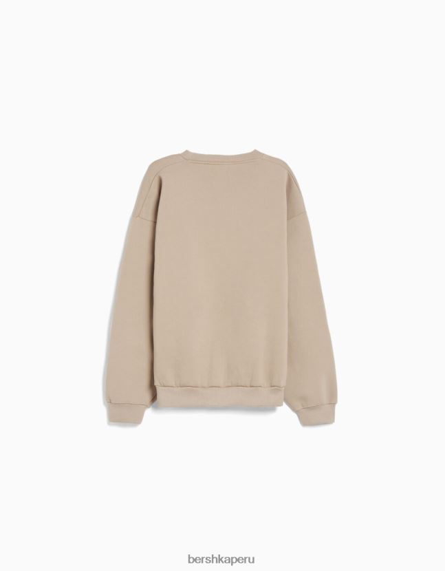 camello Bershka hombres sudadera oversize con cuello redondo 806J6B2990