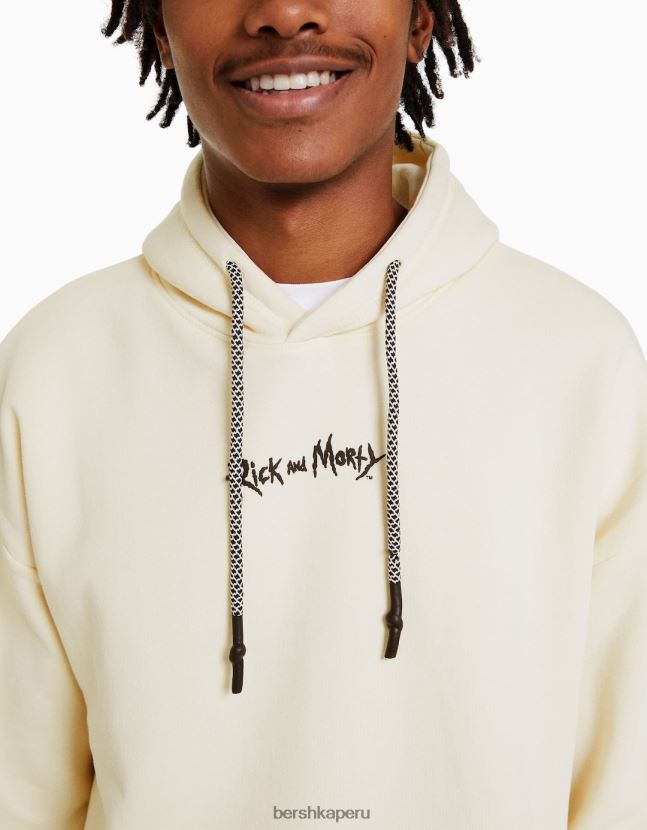 crema Bershka hombres sudadera con estampado de rick y morty 806J6B2972