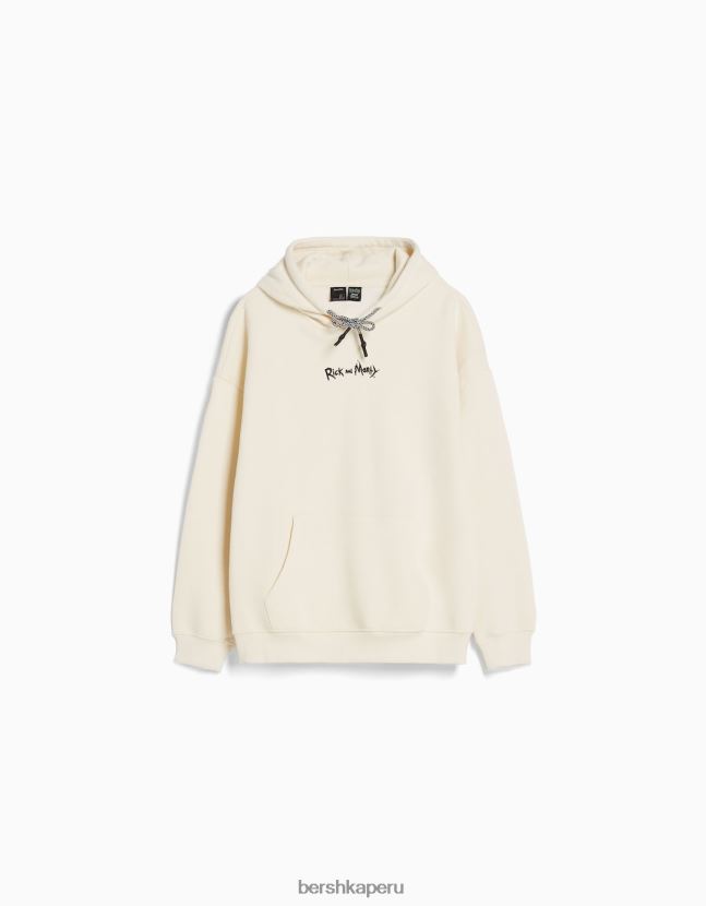 crema Bershka hombres sudadera con estampado de rick y morty 806J6B2972