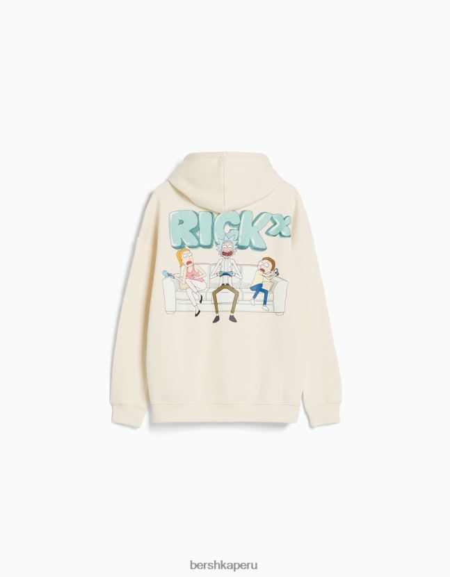 crema Bershka hombres sudadera con estampado de rick y morty 806J6B2972
