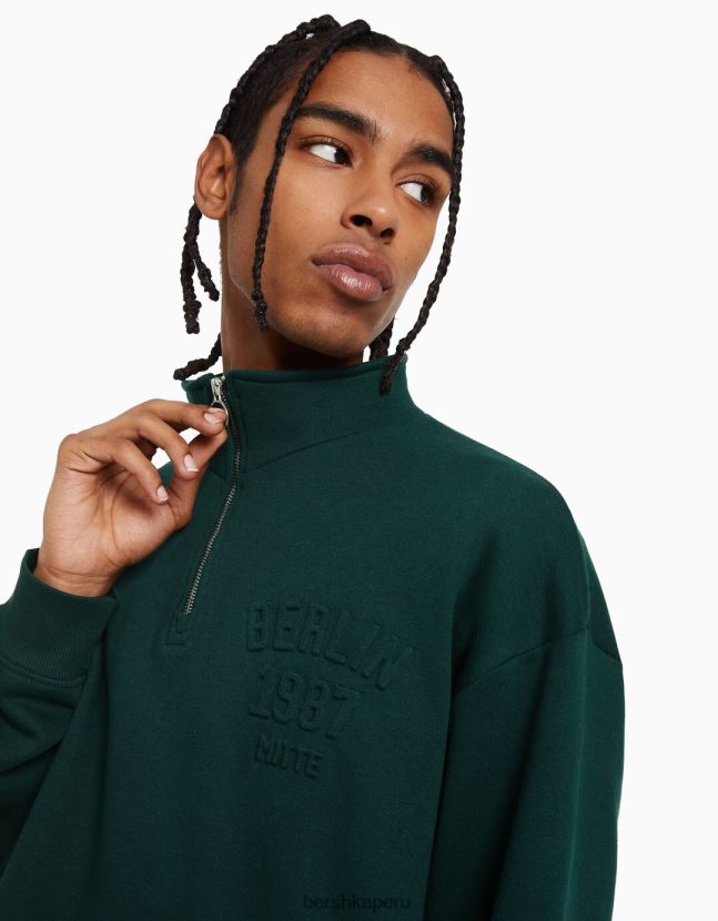 exclusivo Bershka hombres sudadera con cremallera y cuello alto 806J6B2964