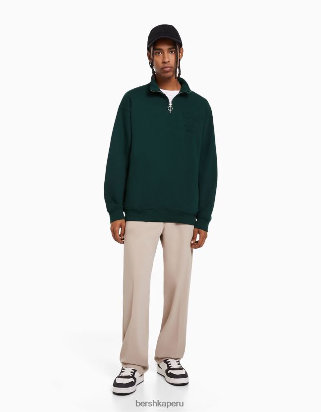 exclusivo Bershka hombres sudadera con cremallera y cuello alto 806J6B2964