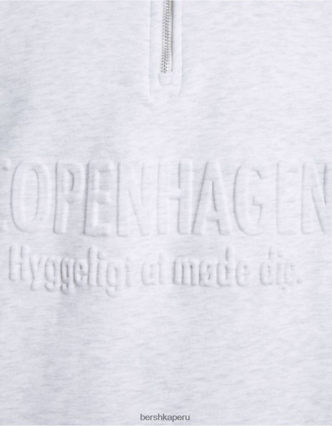 gris Bershka hombres sudadera con cremallera y cuello alto 806J6B2965