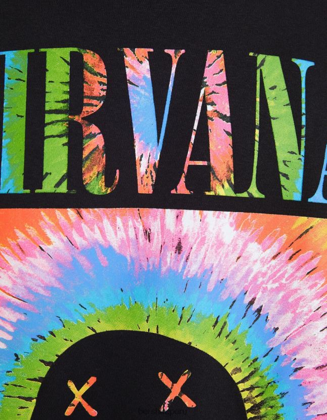gris oscuro Bershka hombres sudadera con estampado de nirvana 806J6B2974