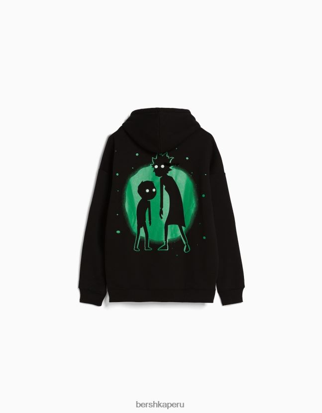 negro Bershka hombres sudadera con estampado de rick y morty 806J6B2973