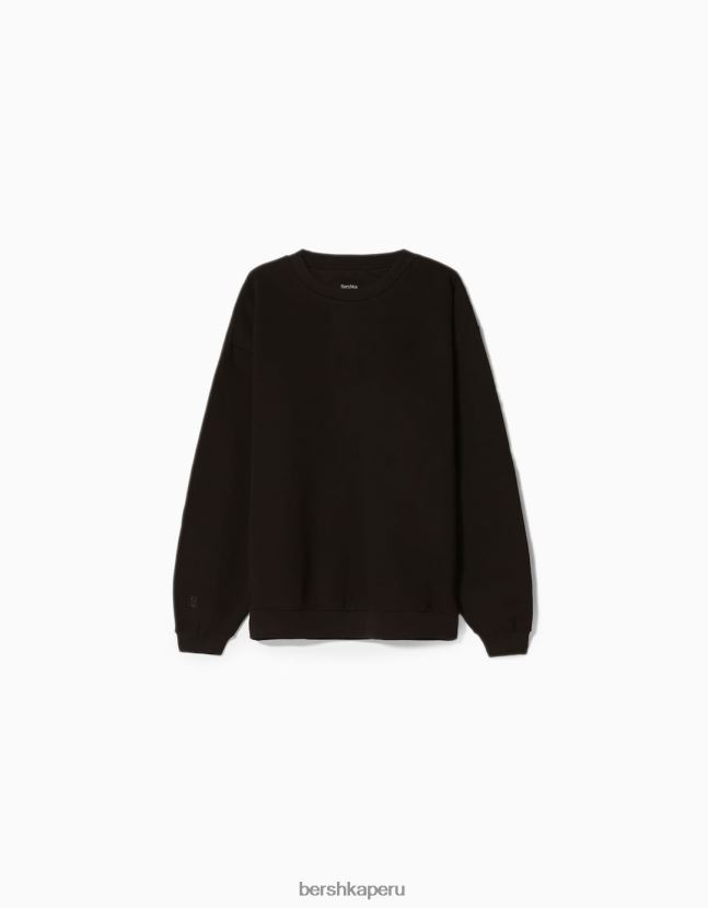 negro Bershka hombres sudadera oversize con cuello redondo 806J6B2994
